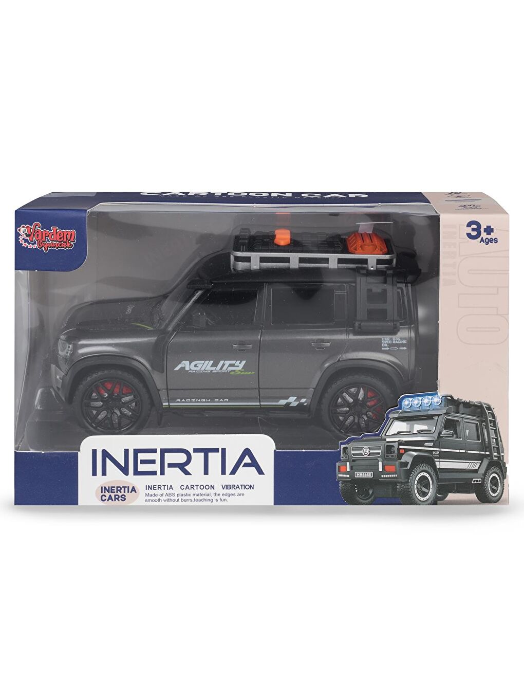 Kutulu Sürtmeli Işıklı Müzikli Off-Road Lüks Araba - Gri-4