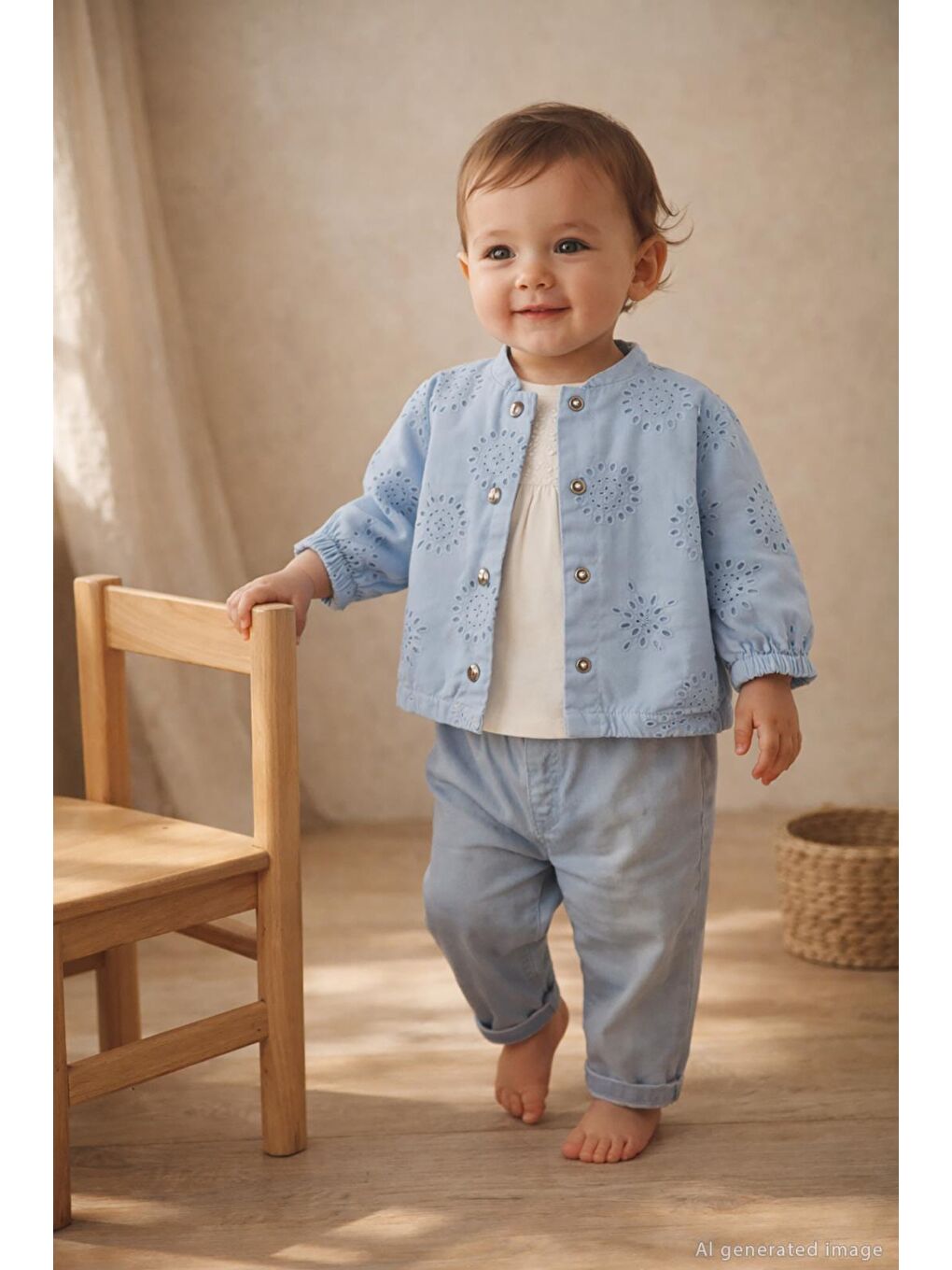Baby Erkek Bebek İnce Jean 6-18 Ay Pantolon - Mavi-3