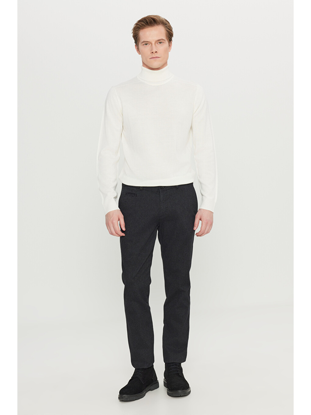Erkek Siyah Pamuklu Slim Fit Dar Kesim Yan Cepli Armürlü Esnek Casual Pantolon-2