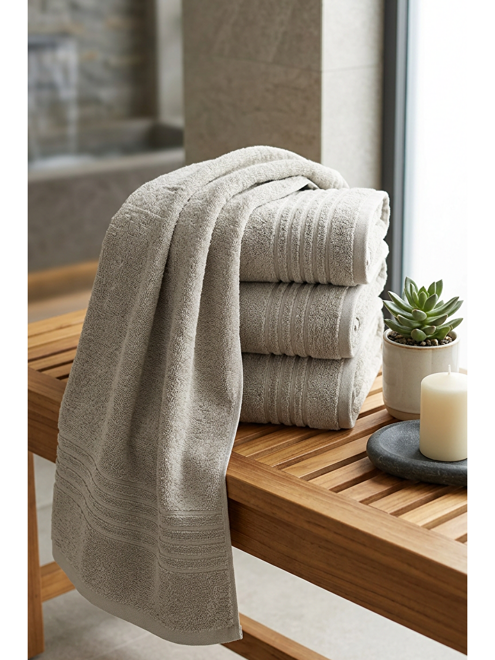 Bej 4 Adet Kronos Serisi Otel El Yüz Havlusu 50x90 300gr-1