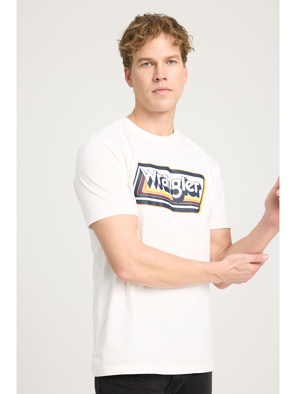 Regular Fit Bisiklet Yaka %100 Pamuk Ekru Tişört-1