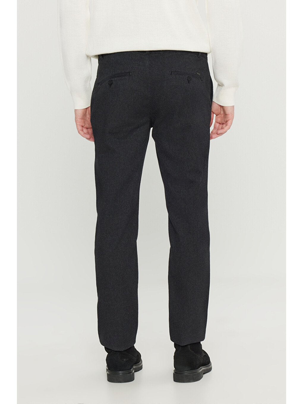 Erkek Siyah Pamuklu Slim Fit Dar Kesim Yan Cepli Armürlü Esnek Casual Pantolon-4