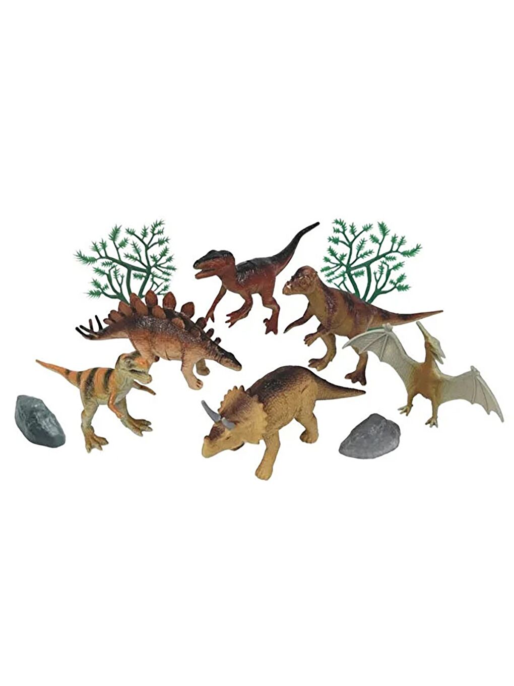 79 Parca 10Inch CıftlıkVahsı,Dınozor Hayvan Set - Kahverengi-1