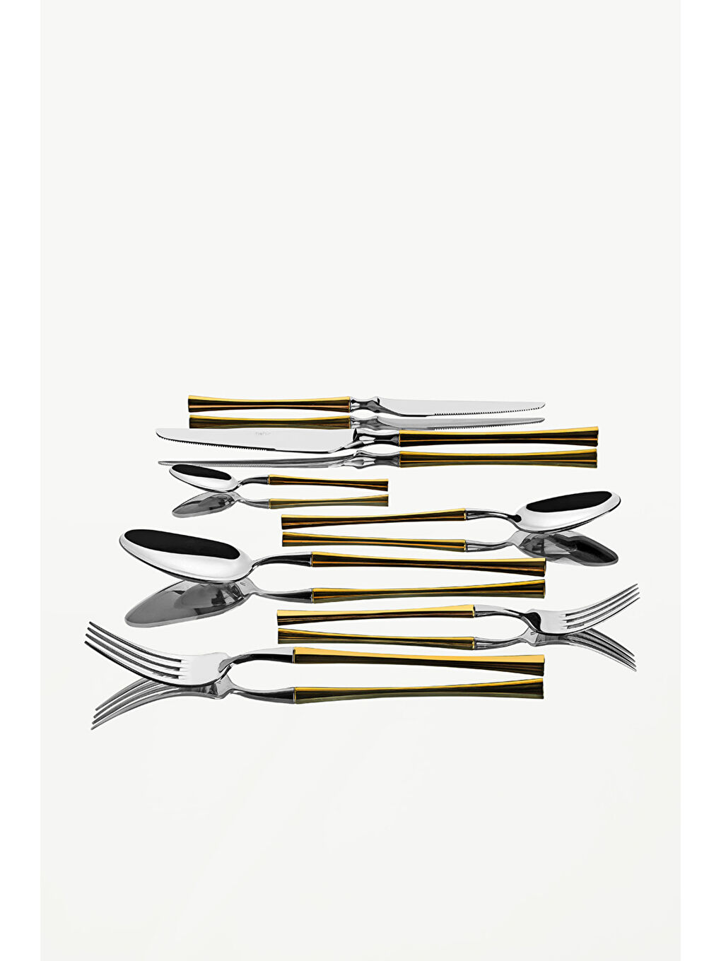 Sarı Marbella Altın Sade 12 Kişilik 84 Parça Deri Kutulu Çatal Kaşık Bıçak Takımı-3