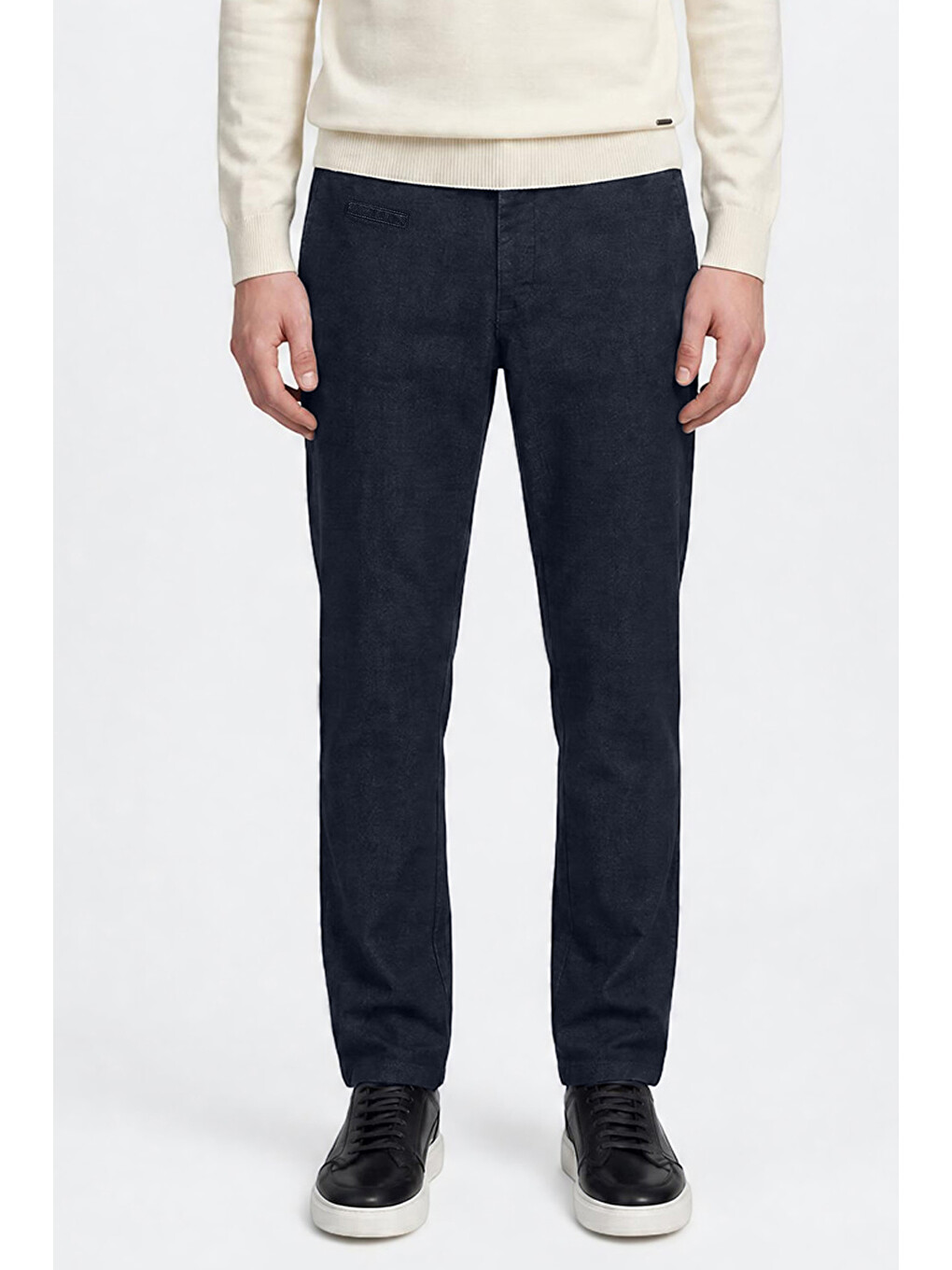 Erkek Lacivert Pamuklu Slim Fit Dar Kesim Yan Cepli Casual Esnek Pantolon-1