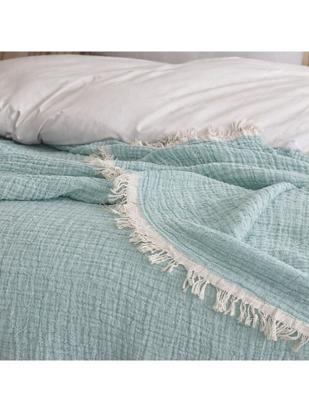 Yeşil 4 Katlı Müslin Pike Çift Kişilik I Battal Boy – %100 Pamuklu, Nefes Alabilir, Yumuşak Dokulu Dört M-1