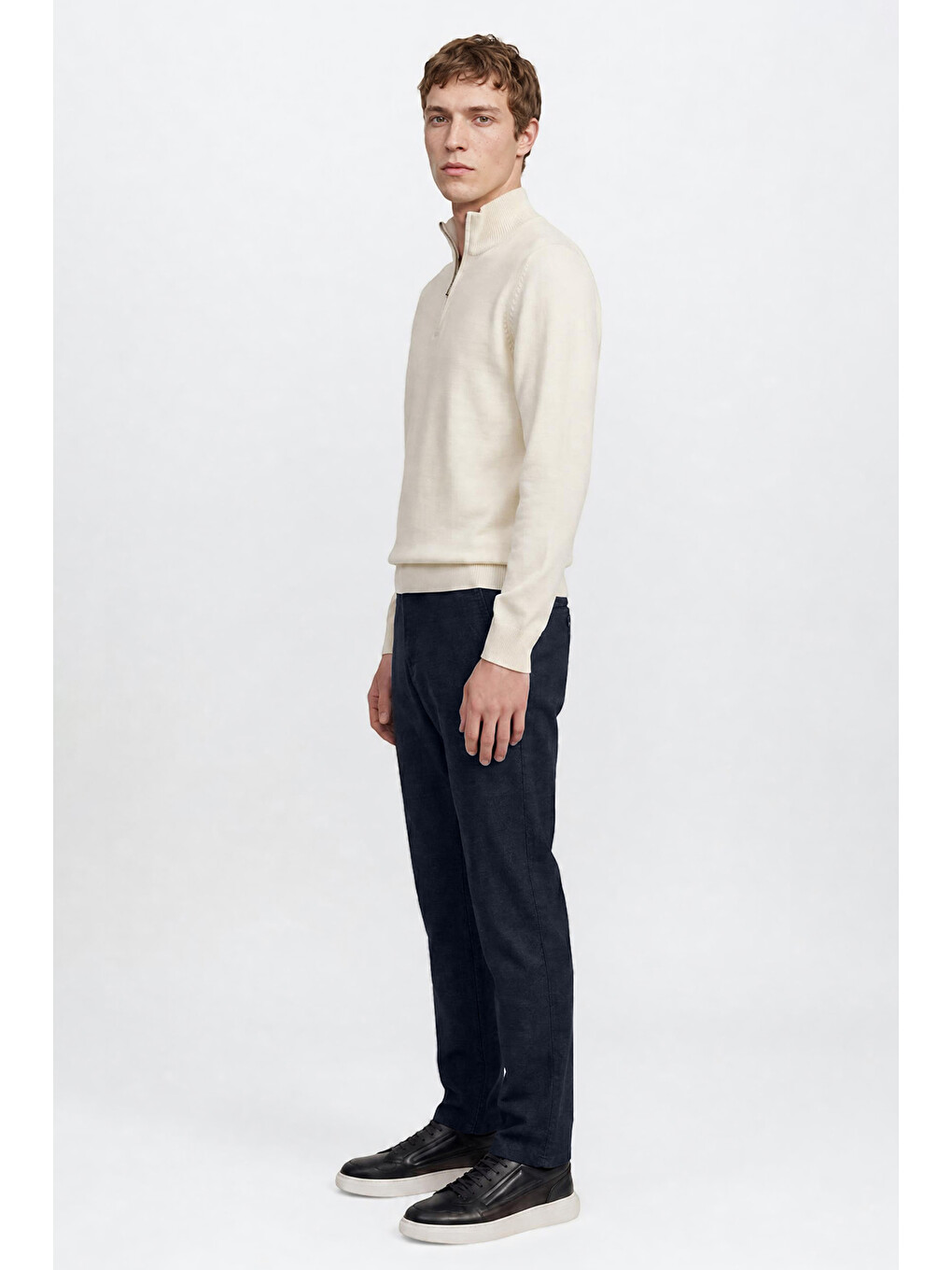 Erkek Lacivert Pamuklu Slim Fit Dar Kesim Yan Cepli Casual Esnek Pantolon-3
