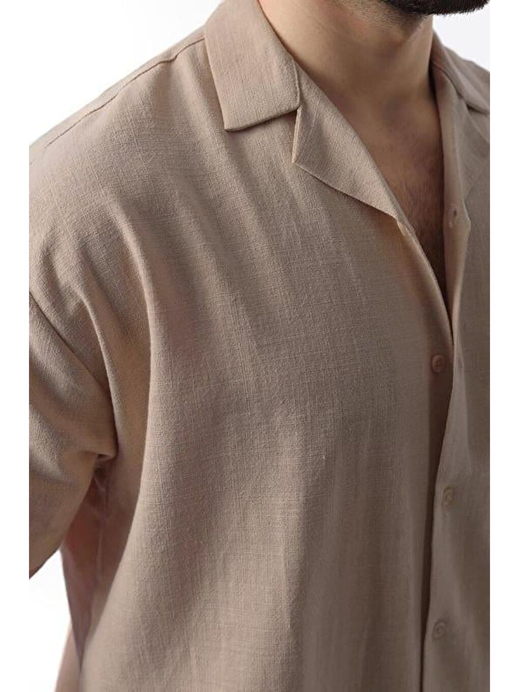 Bej Vizon Over Fit Erkek Gömlek Takım E7303-3