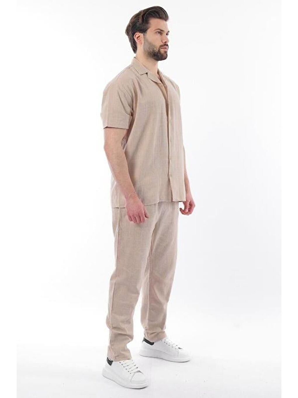 Bej Vizon Over Fit Erkek Gömlek Takım E7303-4