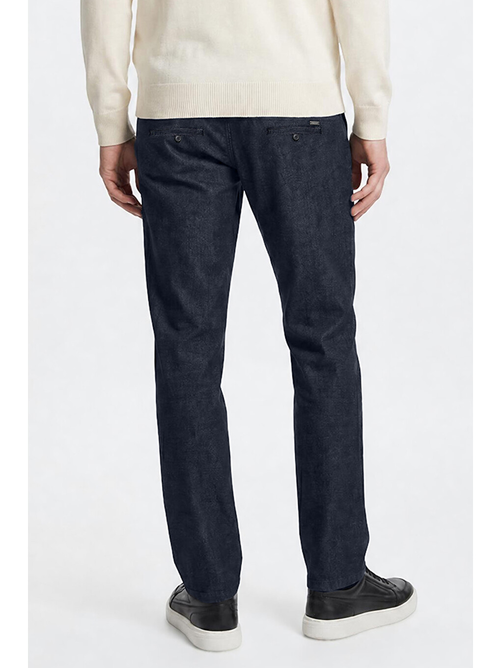 Erkek Lacivert Pamuklu Slim Fit Dar Kesim Yan Cepli Casual Esnek Pantolon-4