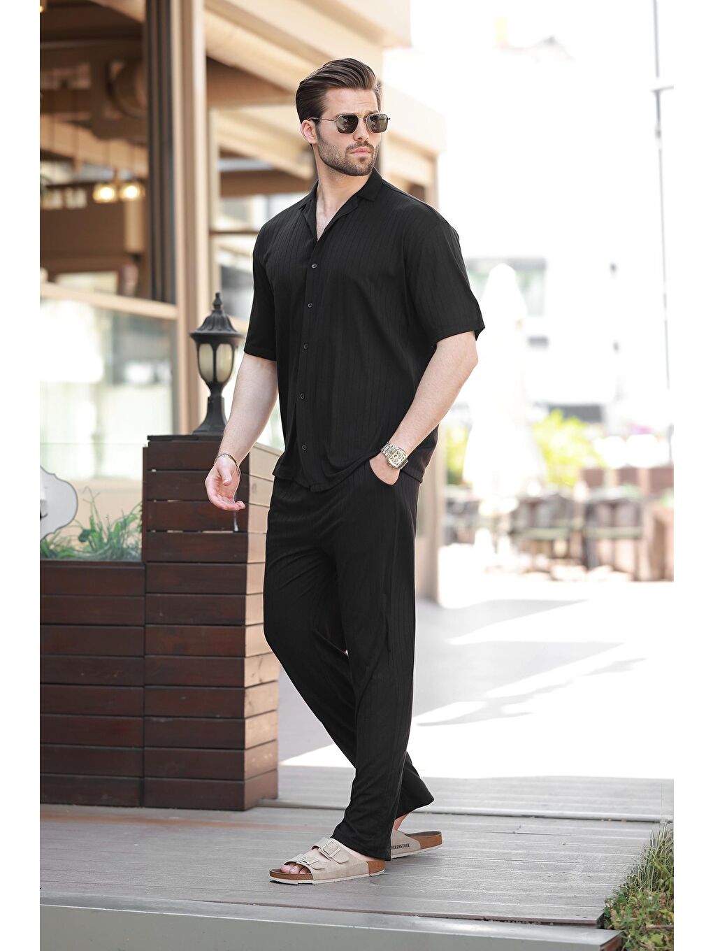 Siyah Basic Erkek Gömlek Takım E7315-2