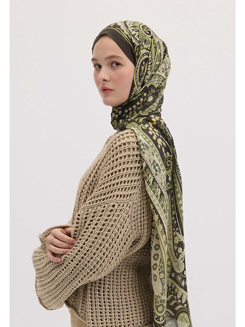 Valerıa Desen Şal Koyu Yeşil-1