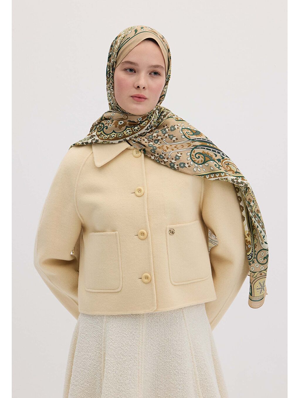 Sarı Valerıa Desen Şal Sahra