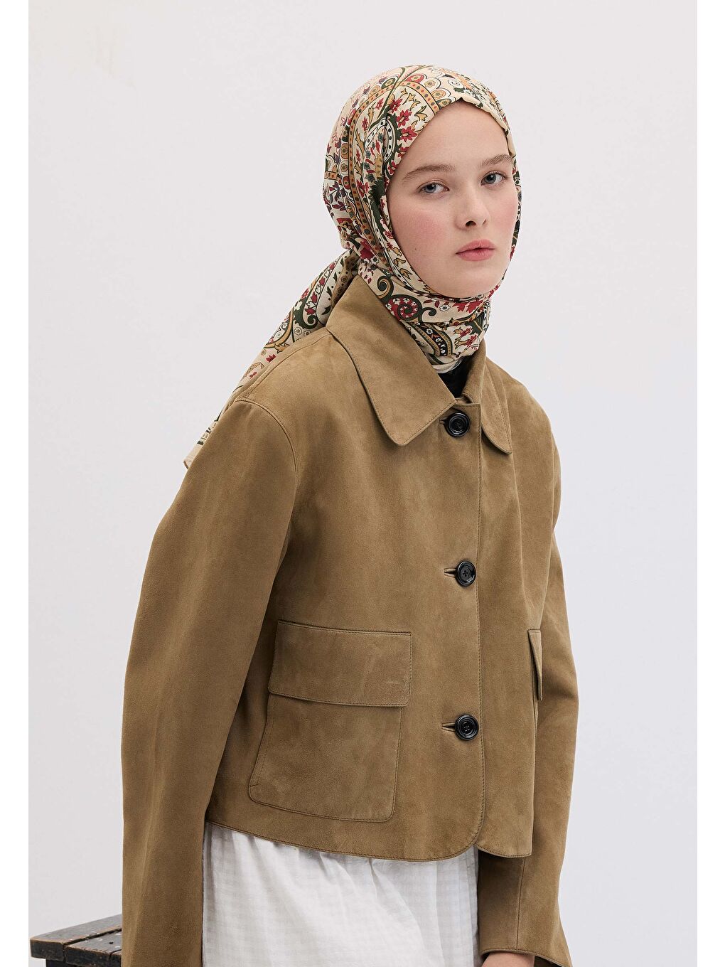 Bej Valerıa Desen Şal Kum-2