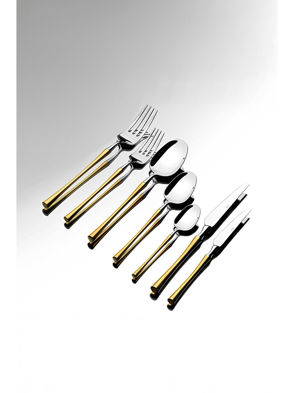 Sarı Marbella Altın Sade 12 Kişilik 84 Parça Kutulu Çatal Kaşık Bıçak Takımı-2