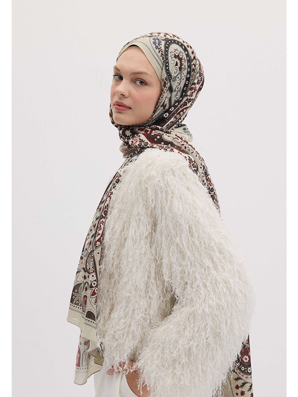Valerıa Desen Şal Bej-1