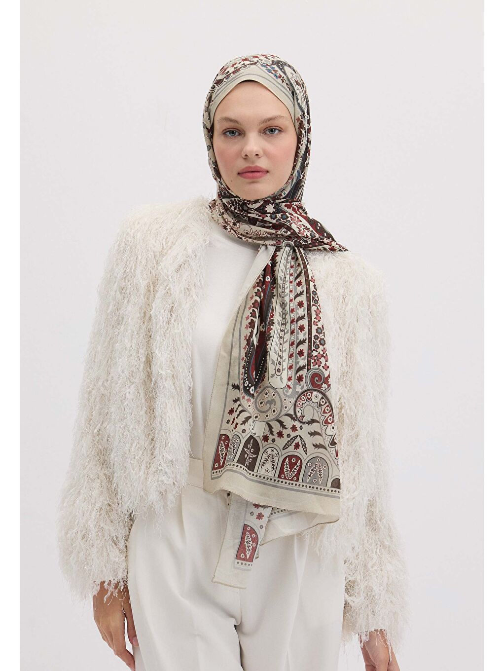 Valerıa Desen Şal Bej-2