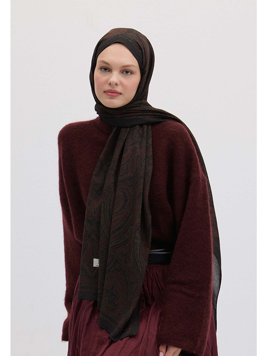 Nedra Desen Şal Bordo-1