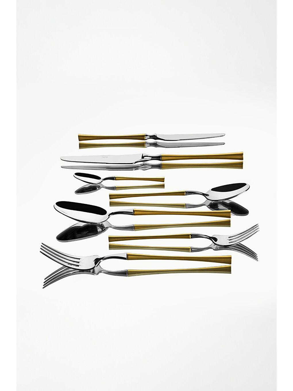 Sarı Marbella Altın Saten 12 Kişilik 84 Parça Deri Çatal Kaşık Bıçak Takımı-3