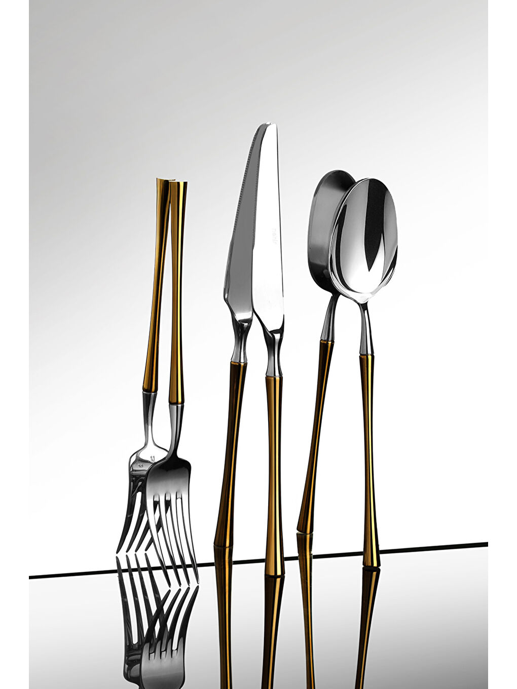 Sarı Marbella Altın Saten 12 Kişilik 84 Parça Deri Çatal Kaşık Bıçak Takımı-4