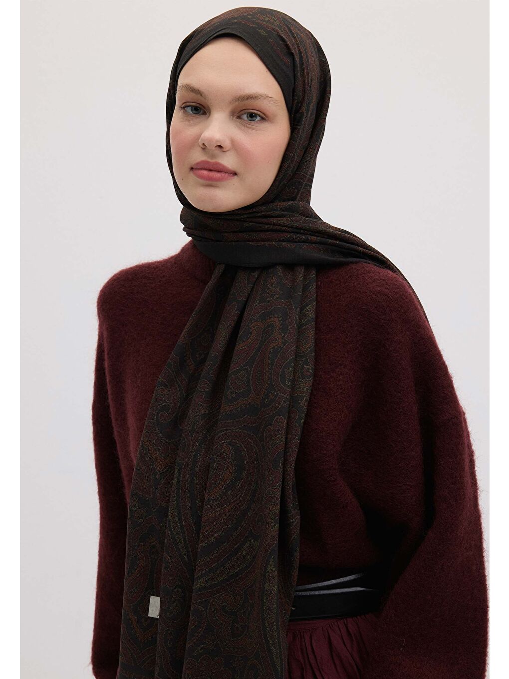 Nedra Desen Şal Bordo-2