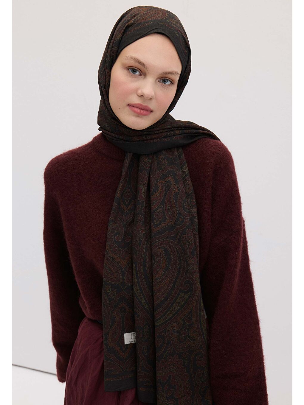 Nedra Desen Şal Bordo-3