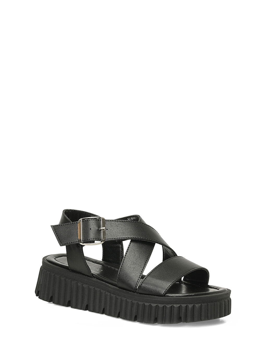 26S-358 6FX Siyah Kadın Kalın Taban Sandalet-1