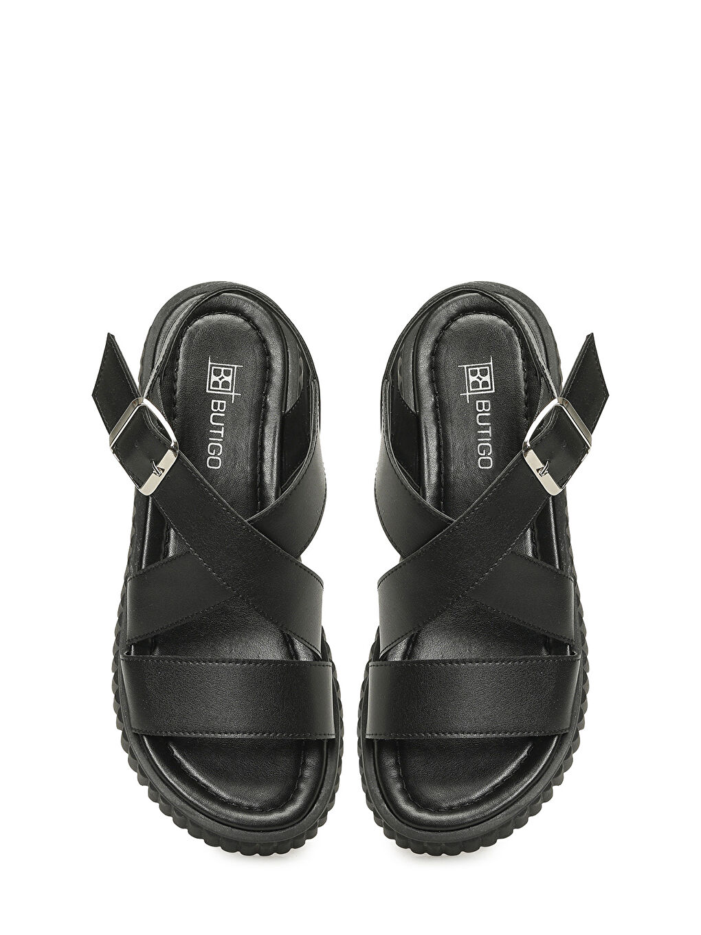 26S-358 6FX Siyah Kadın Kalın Taban Sandalet-3