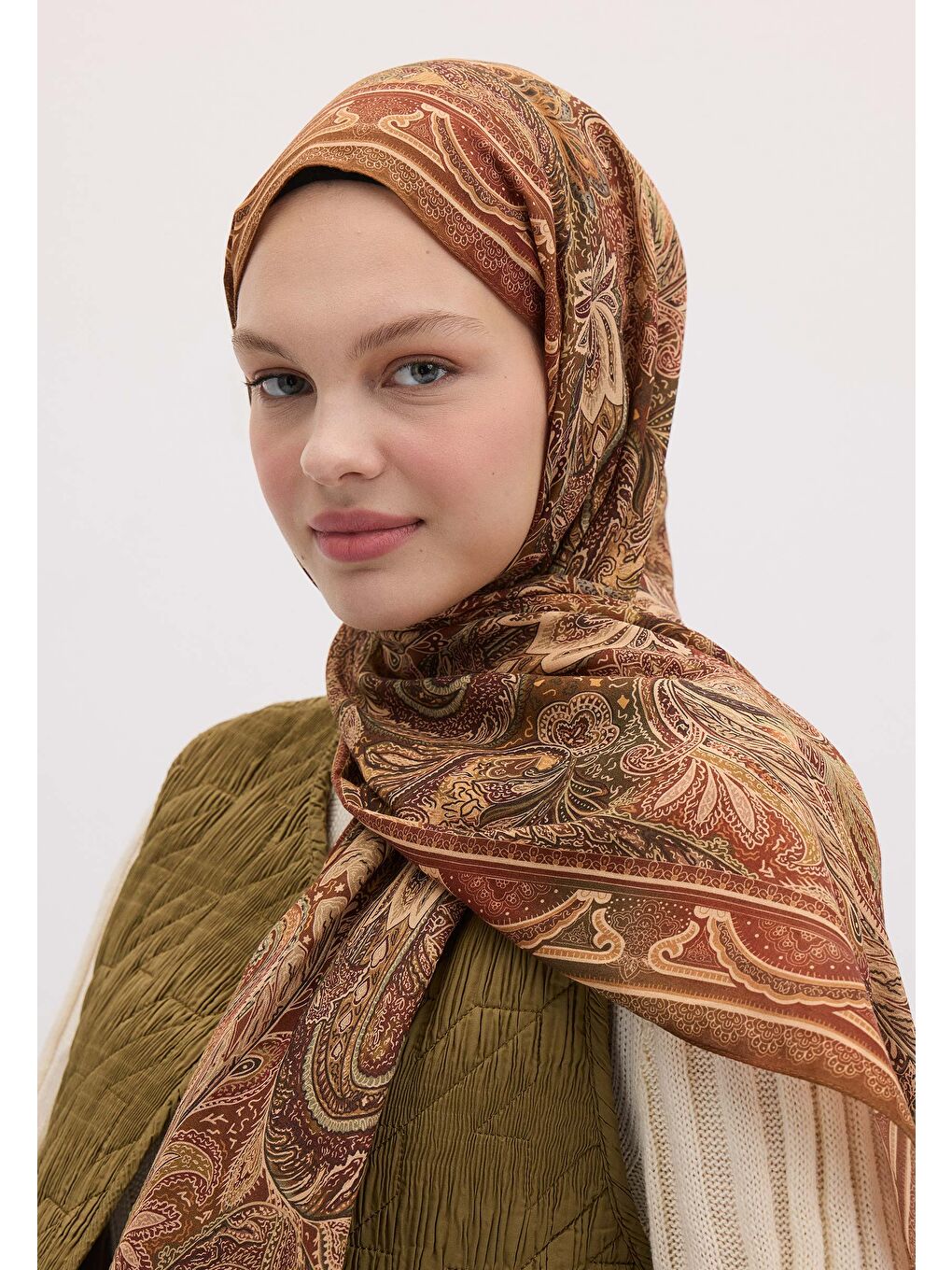 Kahverengi Amora Desen Şal Tarçın-3