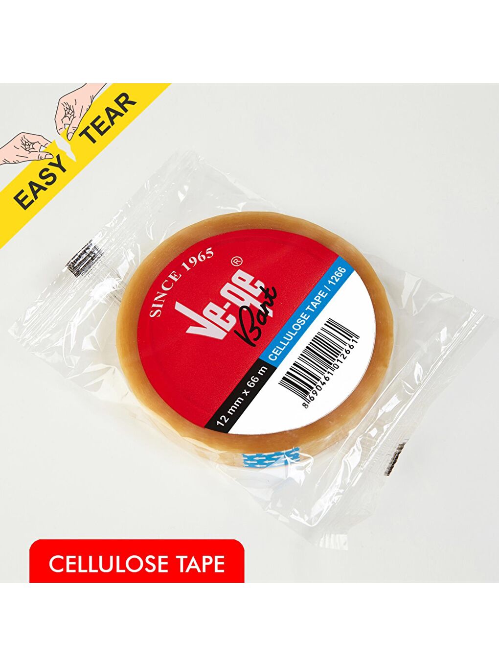 Ve-Ge Şeffaf 12x66 mt Selefon Bant(Cellulose Tape) 12 Adet Metal Tenekede - 2