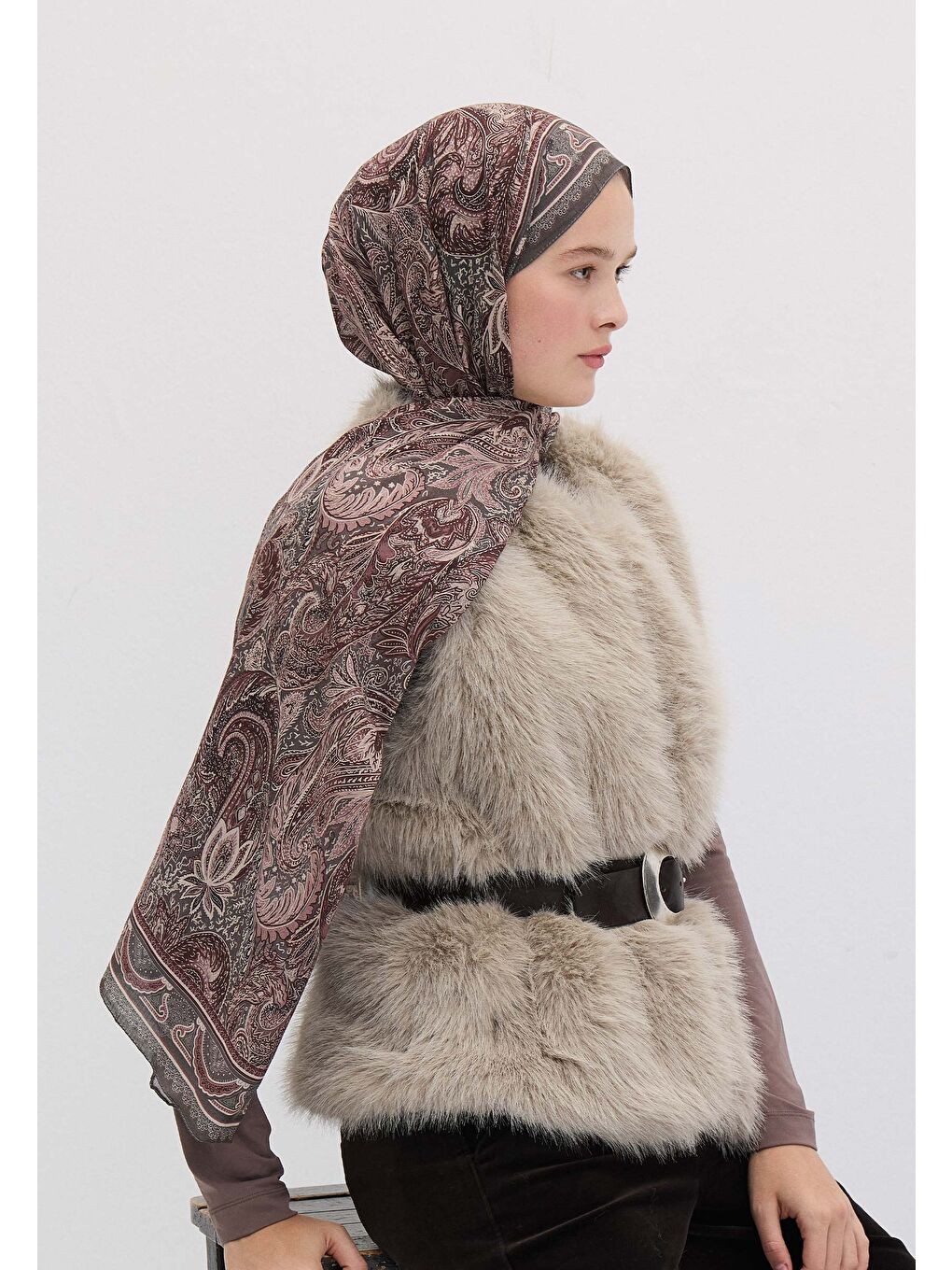 Mor Amora Desen Şal Vıntage Rose