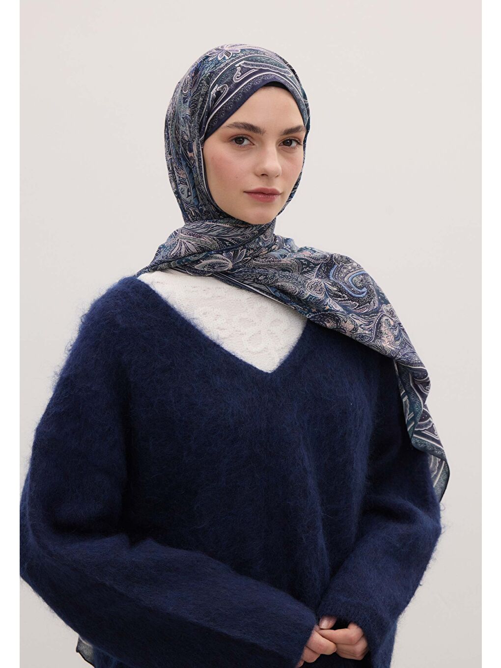Amora Desen Şal Mavi-2
