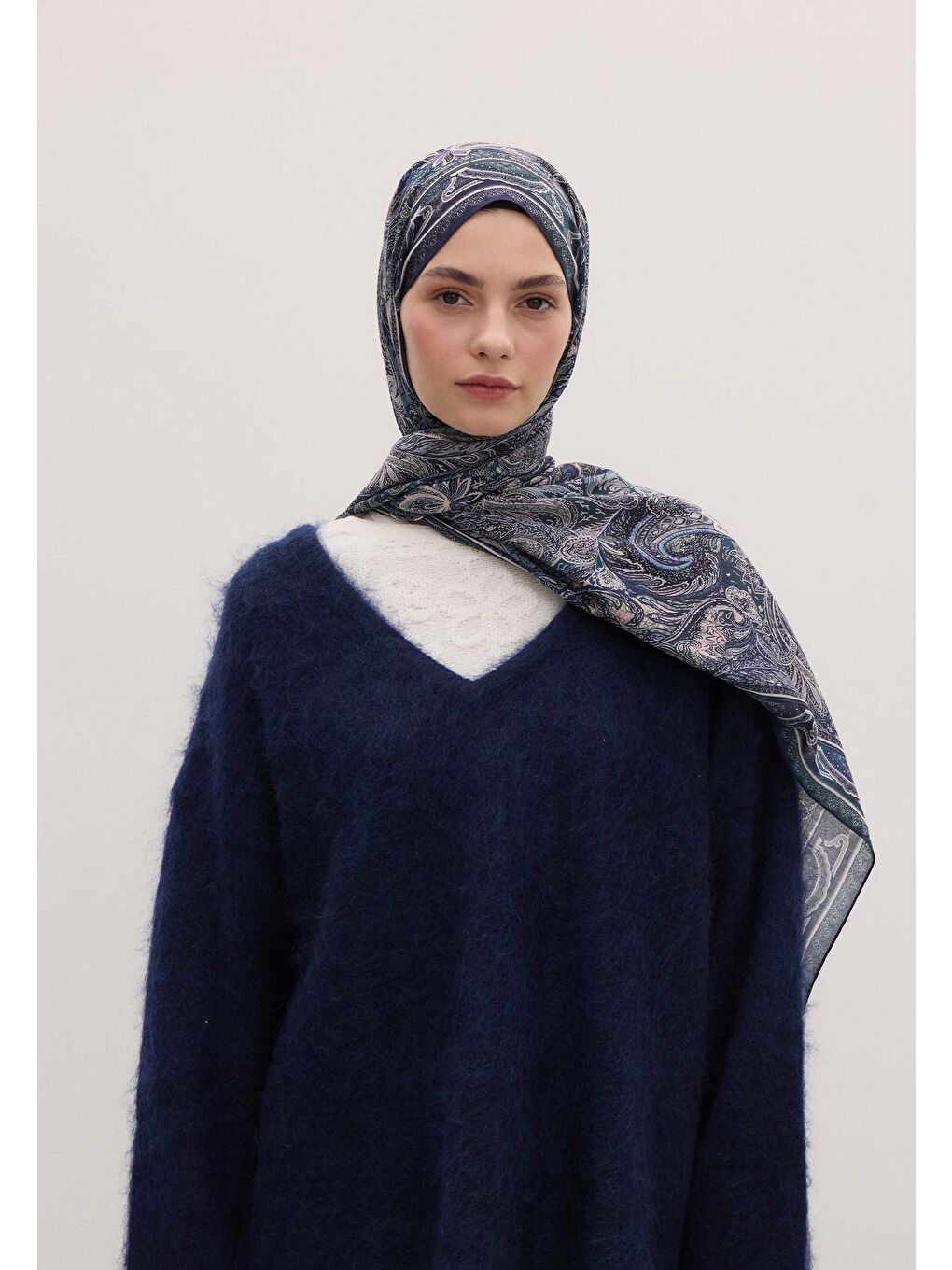 Amora Desen Şal Mavi-3