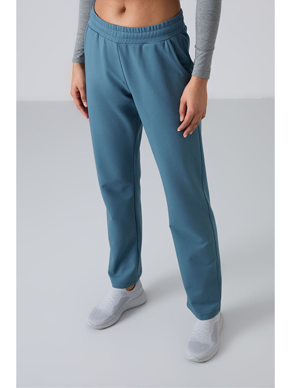 Orman Yeşili Yüksek Bel Cepli Rahat Form Klasik Paça Kadın Eşofman Alt - 94584-1