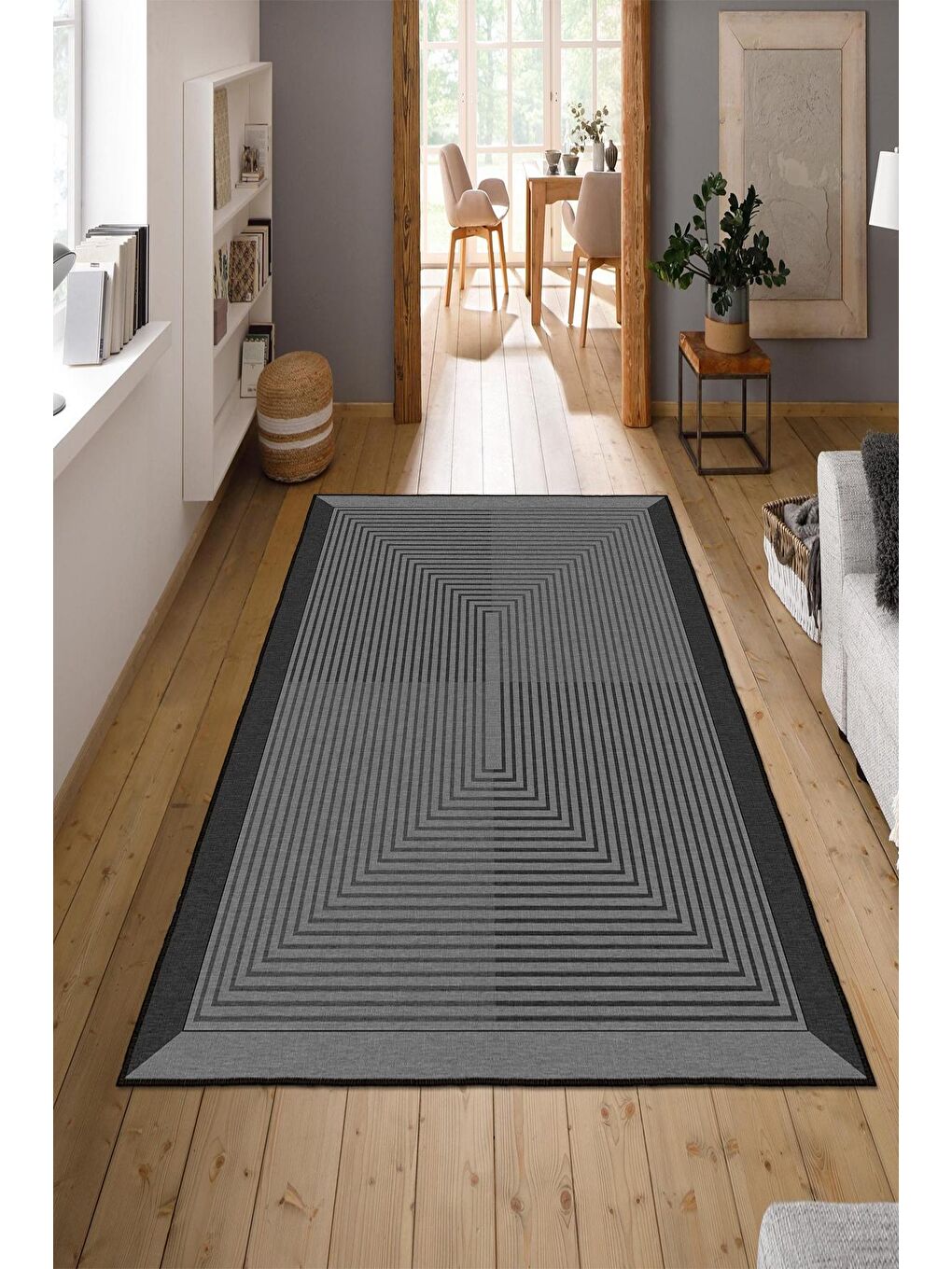 Antrasit Özel Tasarım, Kaymaz Taban, İnce, Yıkanabilir, Modern Halı WOOKECE1416 180x280-1