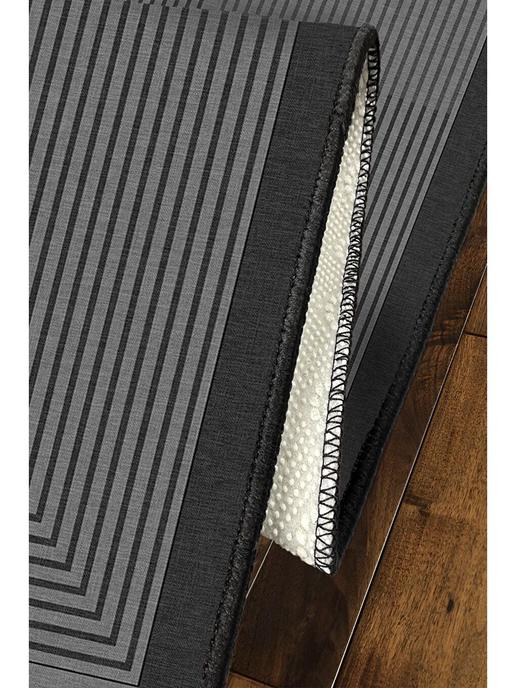 Antrasit Özel Tasarım, Kaymaz Taban, İnce, Yıkanabilir, Modern Halı WOOKECE1416 180x280-4