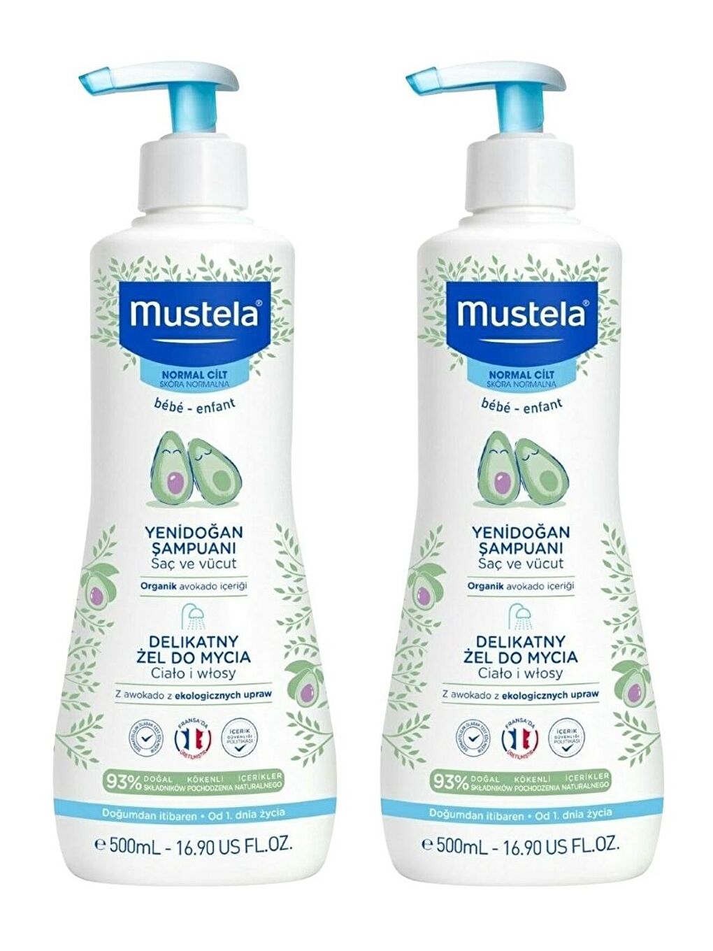 Mustela Renksiz Gentle Cleansing Gel Yenidoğan Şampuan 500 ml x 2 Adet