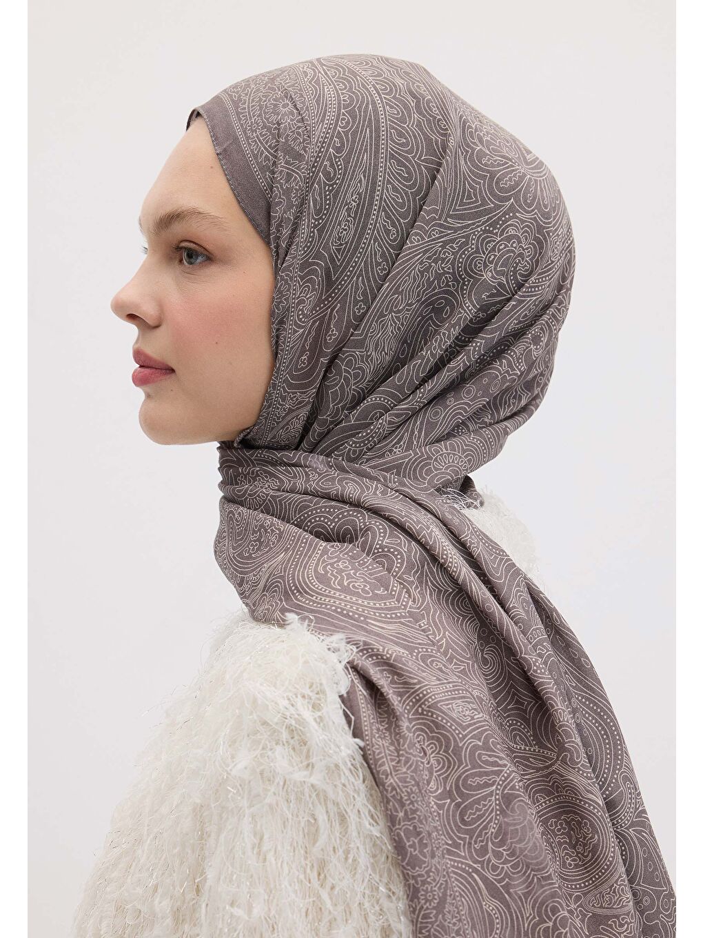 Reına Desen Şal Metalik Gri