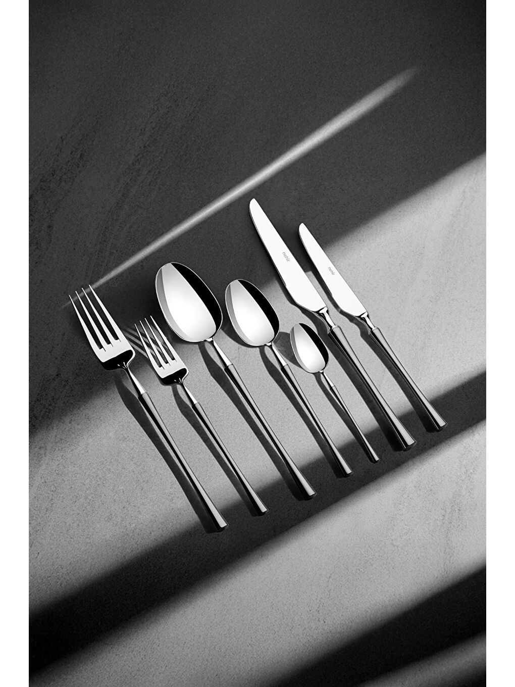 Gri Marbella Saten 12 Kişilik 84 Parça Kutulu Çatal Kaşık Bıçak Takımı-1