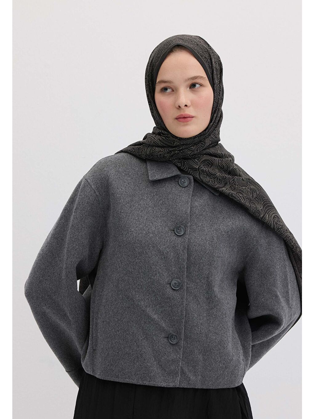 Reına Desen Şal Siyah-2