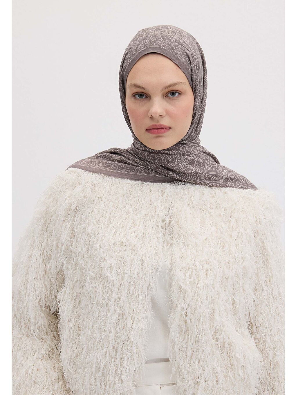 Reına Desen Şal Metalik Gri-1