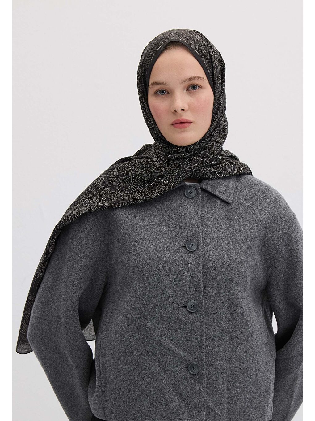 Reına Desen Şal Siyah-4