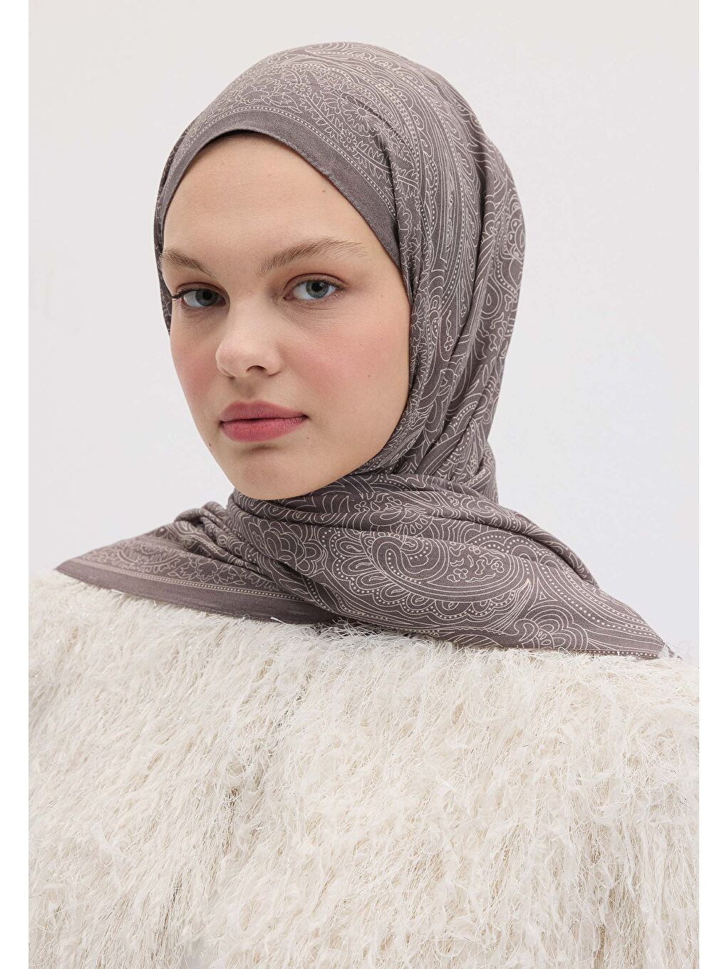 Reına Desen Şal Metalik Gri-2