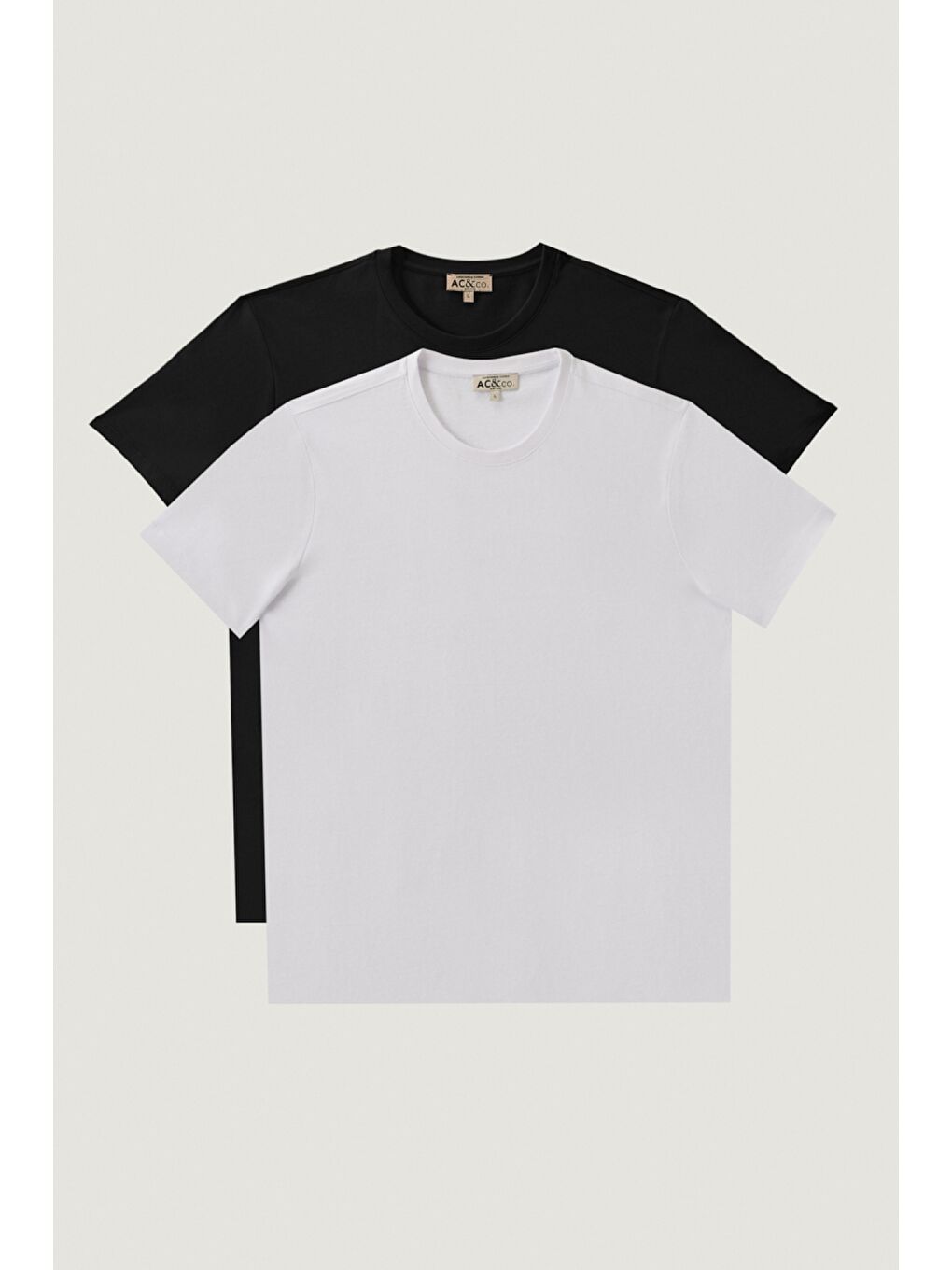 Erkek Siyah-Beyaz Slim Fit Bisiklet Yaka 2'li Düz Tişört Paketi