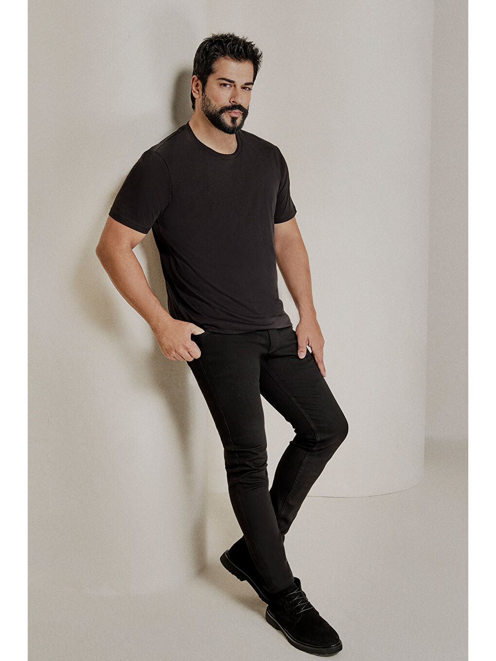 Erkek Siyah-Beyaz Slim Fit Bisiklet Yaka 2'li Düz Tişört Paketi-4