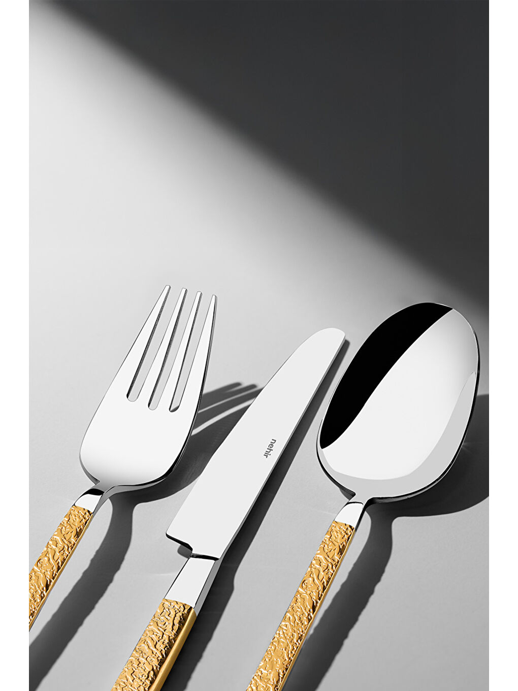 Sarı Lyon Altın Sade 12 Kişilik 84 Parça Deri Kutulu Çatal Kaşık Bıçak Takımı-1