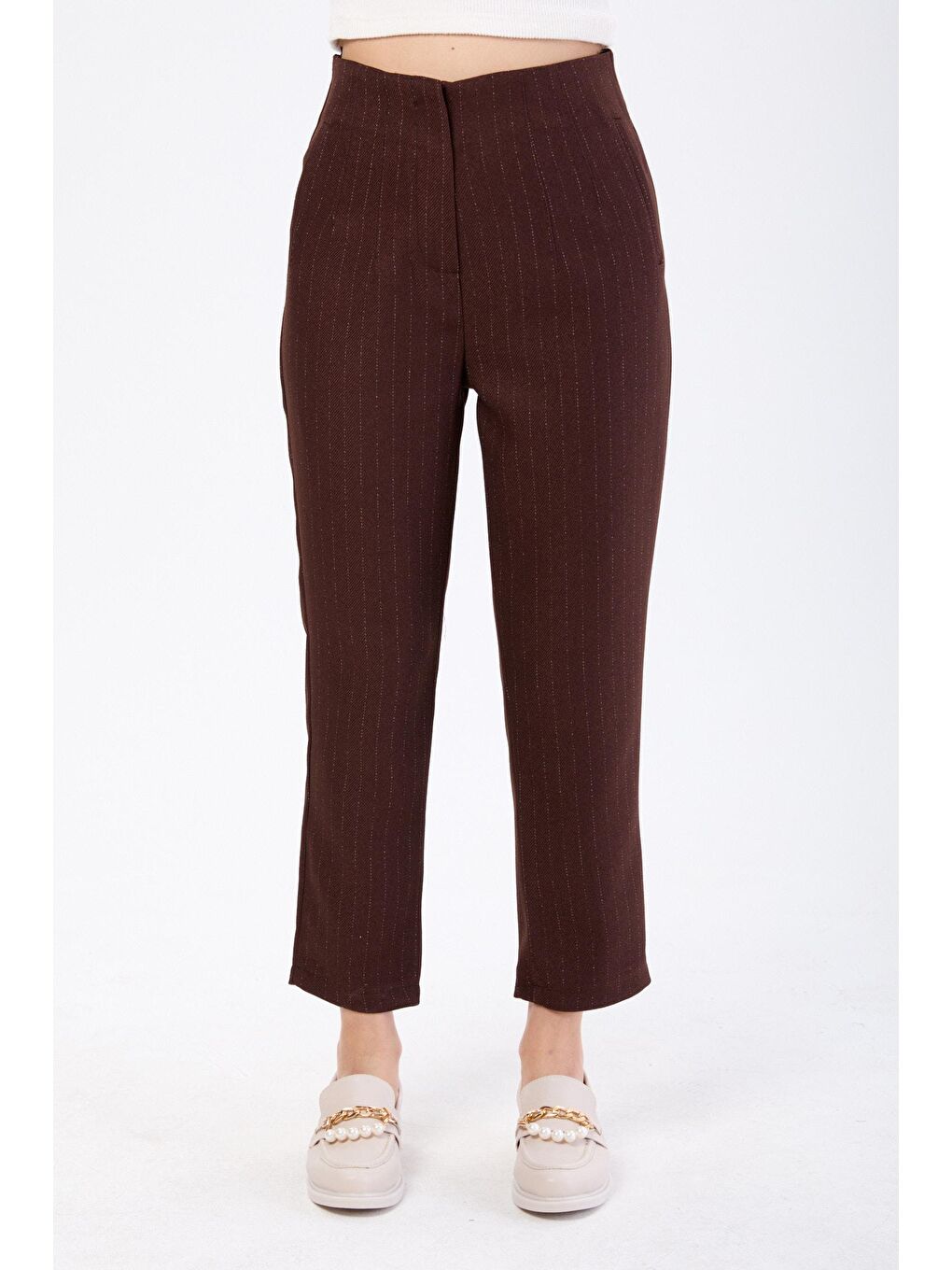 Orta Kadın Kahverengi Klasik Pantolon - 24140-1