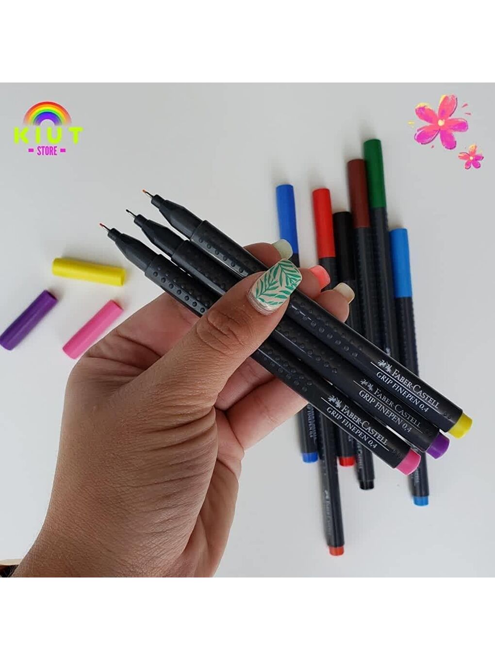 FABER CASTELL Açık Yeşil Grip Finepen Fineliner 0.4 Keçe Uçlu Kalem - 4