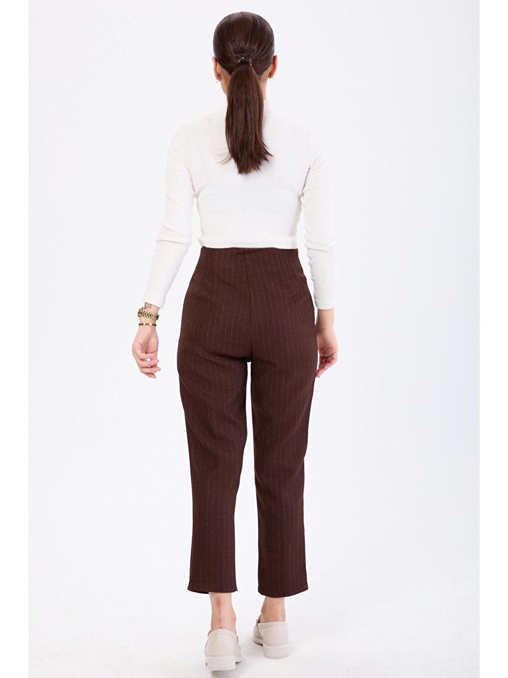 Orta Kadın Kahverengi Klasik Pantolon - 24140-4