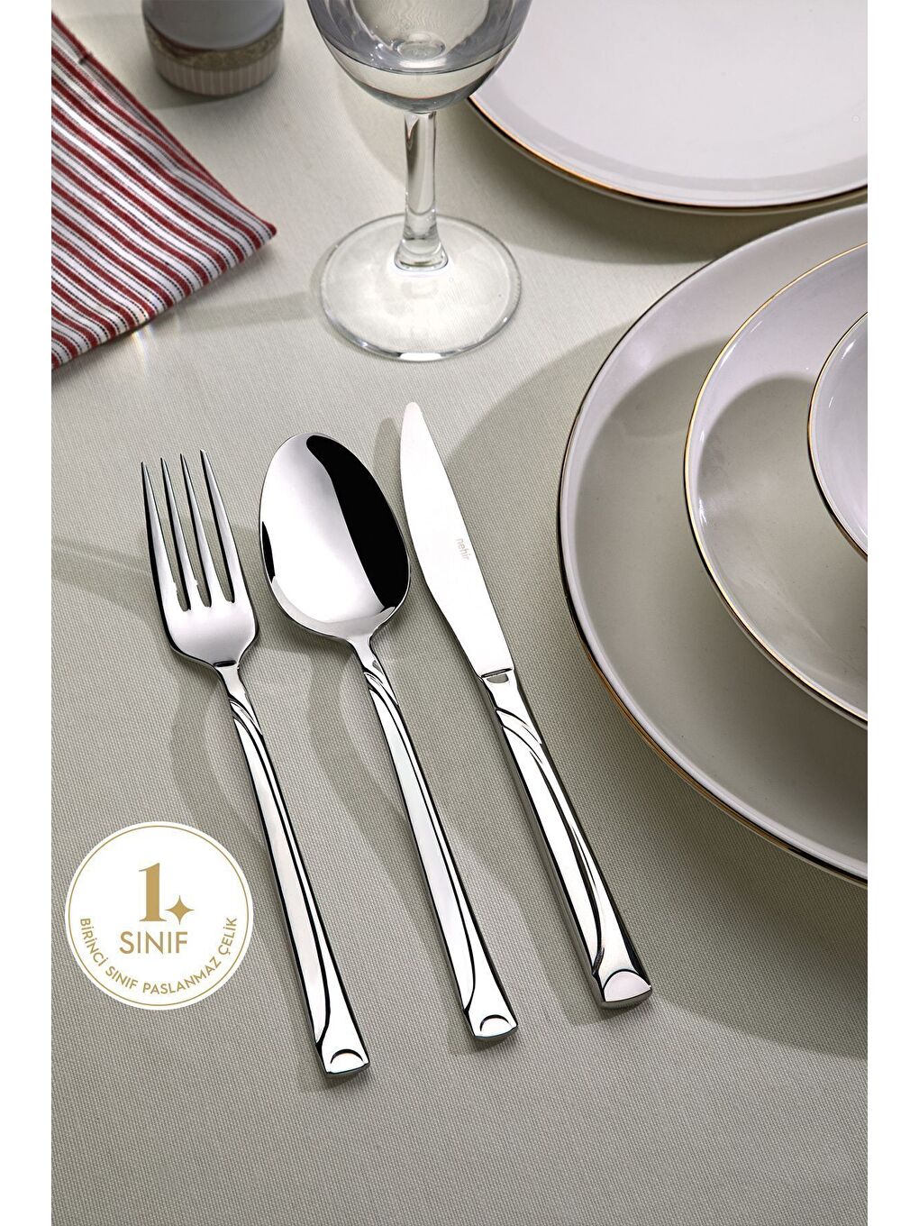 Gri Fiesta Sade 12 Kişilik 89 Parça Deri Kutulu Çatal Kaşık Bıçak Takımı-3